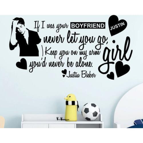 Justin Bieber fashion wall stickers home decoration for girl wall quotes decorative stickers vinyl wall decals poster m2005