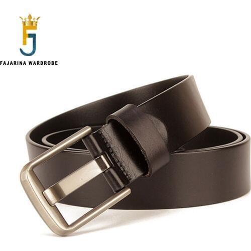 FAJARINA Mens Top Quality Solid Cowskin Belts Men‘s Cow Genuine Leather Retro Alloy Pin Buckle Metal Belt for Men 3.8cm N17FJ864