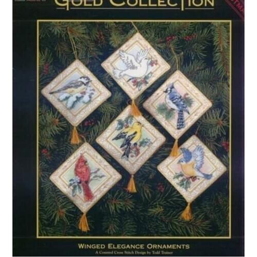 Top Quality Lovely Counted Cross Stitch Kit Winged Elegance Ornament Christmas Tree Ornaments Robin Pigeon Bird Dim 08642