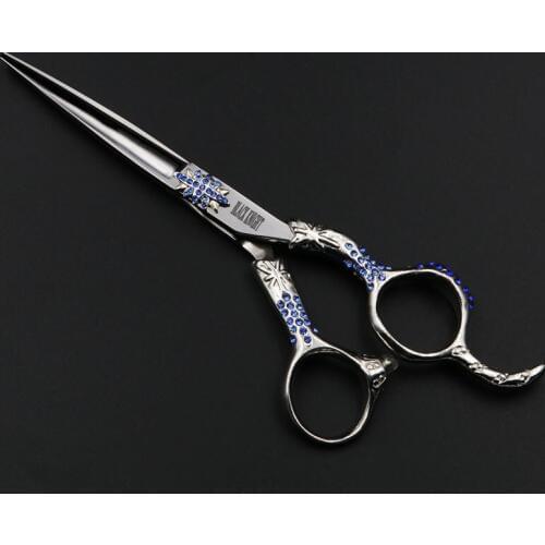 6 Inch Professional Pet Scissors Dog Grooming Straight Cutting Shears Kit for Animals Japan440C Personality Blue Diamonds Styles