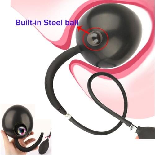 Inflatable Anal Plug Dildo Pump Silicone Built-in Steel Ball Long Tail Anal Plug Liquid Silicone Dildo Sex Toy For Woman Men