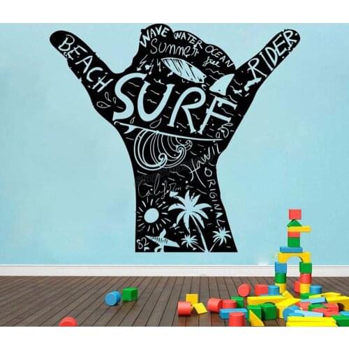 Surfing Wall decal Quote Surf rider Ocean Slip Surf school Water Surf board Wall Sticker Kids Room Decor Art Vinyl Decal B261