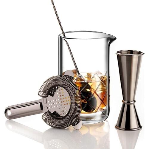 Stainless Steel 6 Piece Bar Set Boston Cocktail Shaker Bartending Set Including Mixing Glass