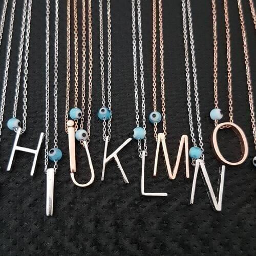 J Initial Letter Necklace Id Necklace Custom Necklace Personalised Necklace Evil Eye Necklace