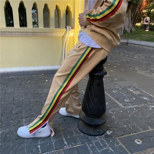 Palm Angels side rainbow striped casual campus retro mens and womens zipper sports