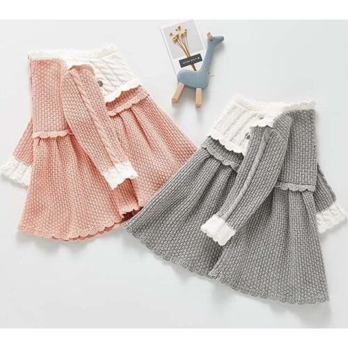 Newborn Baby Casual Dresses 2021 New Fashion Toddler Knitted Cute Clothes Infant Princess Party Costumes Patchwork Vestidos 0-3Y