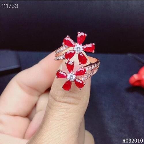 KJJEAXCMY fine jewelry 925 sterling silver inlaid natural ruby ring lovely girls ring support test