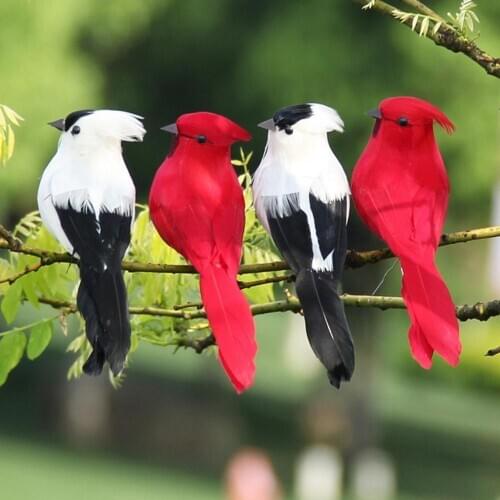 Lovely Realistic Small Birds with Clip Artificial Feather Foam Birds Figurines for Wedding Party Garden Ornaments Statue