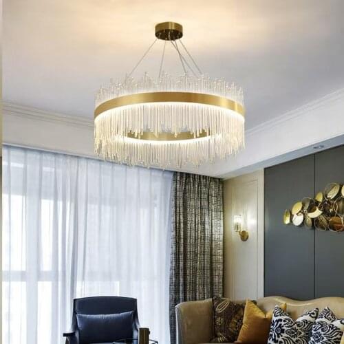 Nordic Modern Light Luxury Ring LED Crystal Chandelier For Living Room Lamp Dining Room Chandelier Bedroom Chandelier 220V