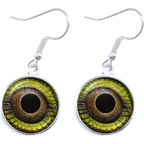 1Pair Dragon Eyes 25mm Glass Cabochon Earrings Animal Eyes Dragon Snake Owl Cat Tiger Eyes Drop Earrings For Women Girls Gift