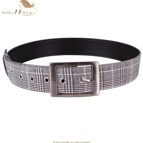 SISHION 2021 Vintage Plaid Belt VD1225 accesorios mujer for dress belt Ladies buckle Waist Long Belt for Women