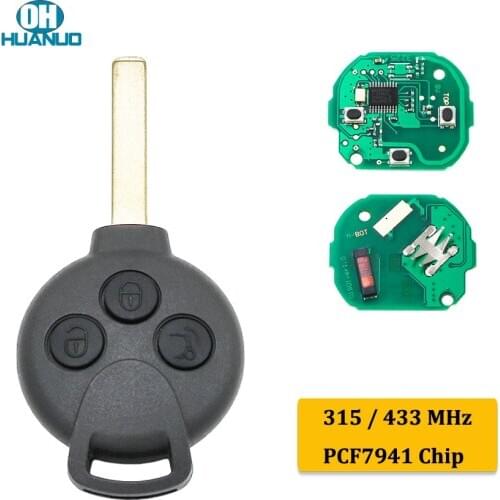 3 Buttons Smart Remote Key 315/433Mhz with ID46 (7941 ) Chip, CR2016 Battery for Benz Smart-451 2007-2013