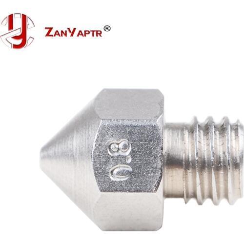 5PCS MK8 stainless steel M6 nozzle 0.25mm/0.3mm/0.4mm/0.5mm/0.6mm/0.8mm For 1.75mm 3D printer