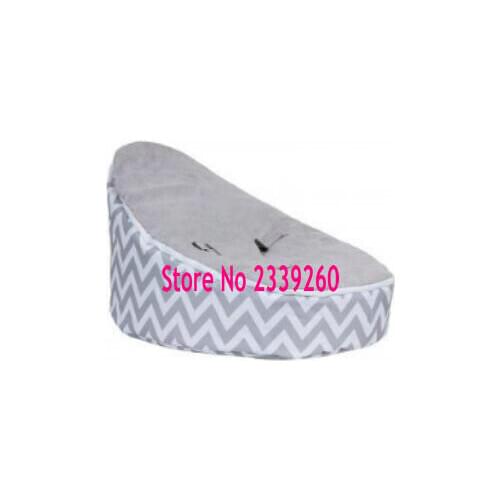 COVER ONLY, NO FILLINGS - light grey chevron with grey seat cover baby bean bag chair
