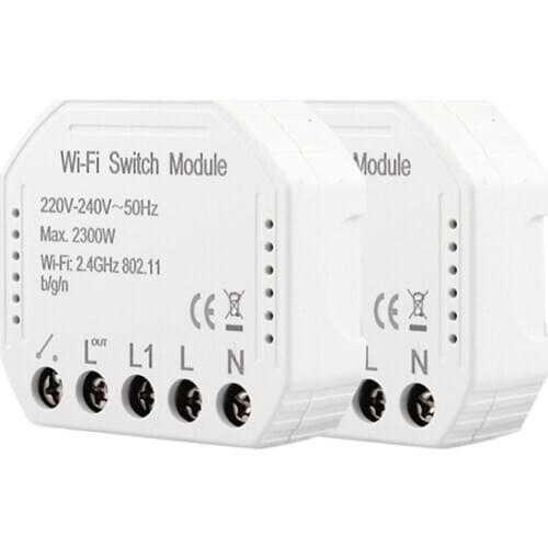 2Pcs Wifi Smart Light Switch Diy Breaker Module Smart Life/Tuya App Remote Control,Works With Alexa Echo Google-Home