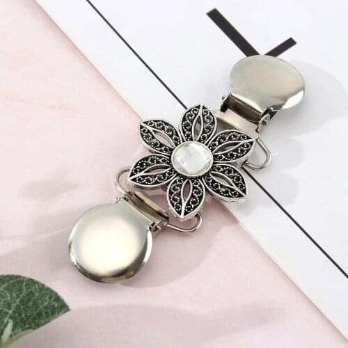 Retro Cardigan Duck Clip Clasp Crystal Shawl Blouse Sweater Cloth Shirt Collar Cardigan Scarf Clip Holder Rhinestone Jewelry Pin