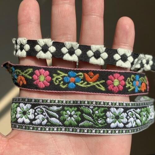 ZERZEEMOOY 3/4 INCH 13mm 17mm 22mm 5yard/pack Black Bottom Colored Flowers Manual Jacquard Ribbon Lace MJZD19120311