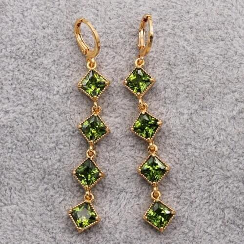 Bohemia Dangle drop earrings for womens Square Blue stone Jewelry earrings for Party Wedding Valentines Day Gift