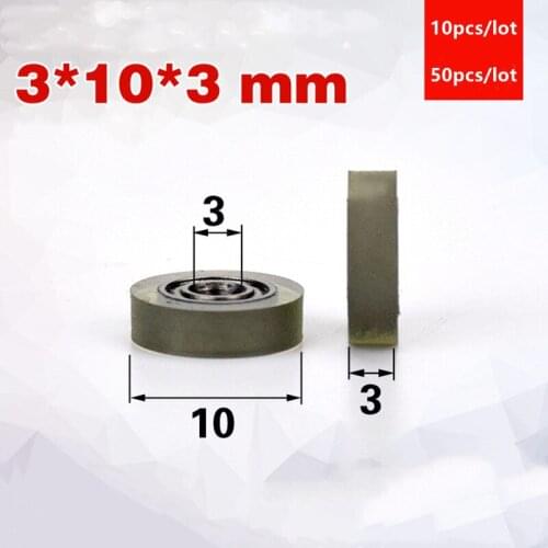 10pcs/50pcs PU68310-3 3*10*3mm polyurethane PU 683ZZ miniature bearing soft rubber transparent friction pulley 3x10x3mm