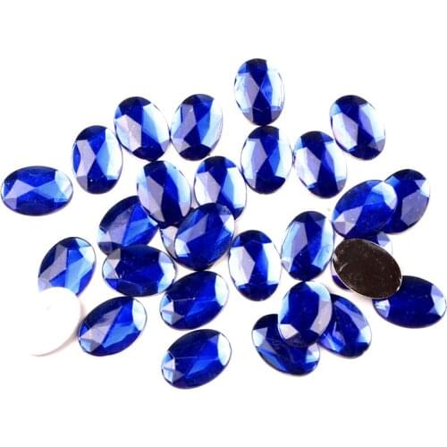 100Pcs Dark Blue Oval Acrylic Decoration Crafts Beads Flatback Cabochon Scrapbook For Clothes DIY Embellishments Accessories