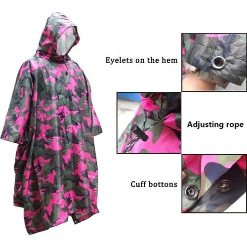 3 in 1 Hooded Rain Poncho Waterproof Raincoat Jacket for Adults Motorcycle Rain Poncho Outdoor Shade Tent Picnic Mat Sun Shelter