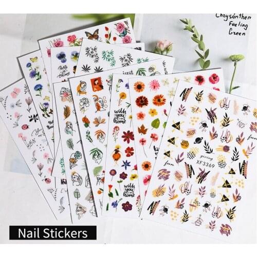3D Nail Sticker Flower Leaf Design Sliders Paper Stickers For DIY Gel Polish Decoration Manicure Tattoos Nail Art Accessories