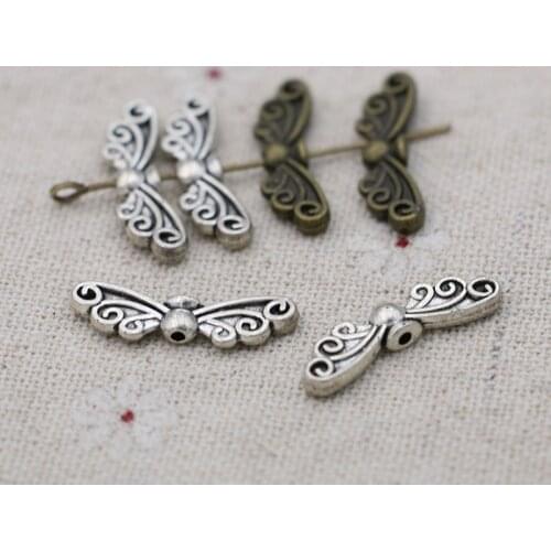 50pcs Antique Bronze Plated Angel Wings Loose Beads Spacer Beads for Jewelry Making Accessories DIY Handmade Craft 6x22mm