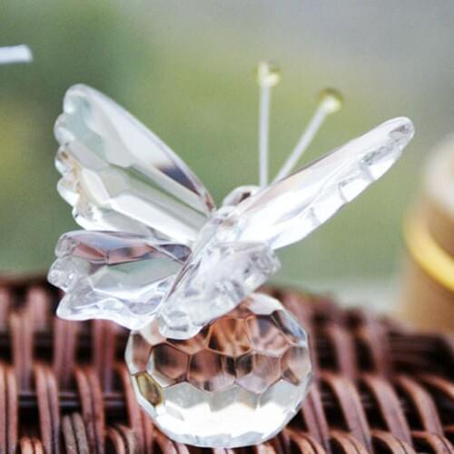 MagiDeal Clear Crystal Butterfly with Crystal Ball Wedding Baby Shower Gift Favor