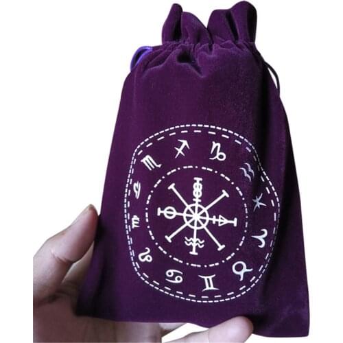 Velvet Moon Phase Tarots Oracle Cards Storage Bag Runes Constellation Witch Divination Accessories Jewelry Dice Drawstring Packa