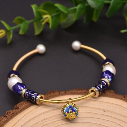 1PC Bracelet Chinese Cloisonne Enamel Jewelry Colorful Fashion Opening Cuff Bangles Crafted Enamel Gifts for Girl Women Bracelet