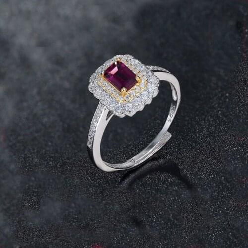 DAIMI 925 Sterling Silver Garnet Ring Female Color Treasure Ring Adjustable