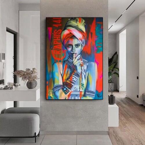 Color Girl Posters And Prints Modern Portrait Wall Art Canvas Painting Decorative Pictures for Living Room Home Decoration