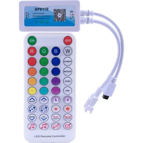 DC5V-24V SP611E LED Controller Bluetooth Music App For WS2811WS2812 SK6812 Addressable LED Light Strip IR38 Keys