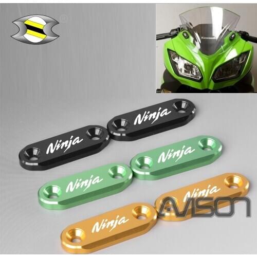 For Ninja300 400 650 ZX6R Mirror Block Off Plates Upper Fairings Protect Anodized Aluminum Construction