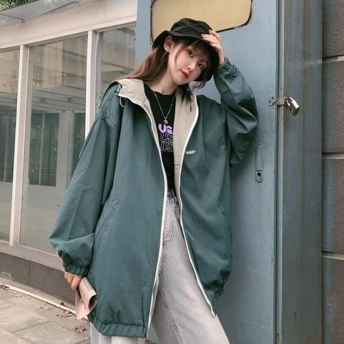 Double-sided Wear Jacket Female Spring and Autumn 2021 New Korean Version of Loose Students All-match Winter Ins Tide