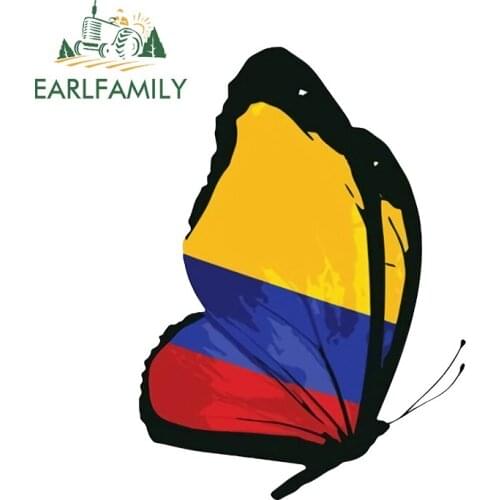 EARLFAMILY 13cm x 9.4cm Funny Colombia Flag Butterfly Car Sticker Vinyl Bumper Window Decal Waterproof Car Styling Graphics