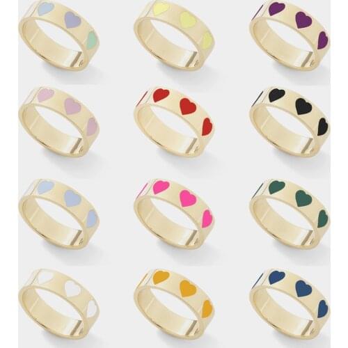 European and American New Jewelry Alloy Glossy Drip Love Heart Ring Peach Heart Ring Exquisite All-match Trend Women Jewelry