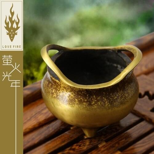 China ancient fine carving Buddha brass incense burner