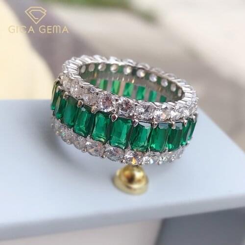 GICA GEMA Real 925 Sterling Silver Rings For Women Girl Created Diamond Emerald Gemstone Fashion Wedding Engagement Jewelry