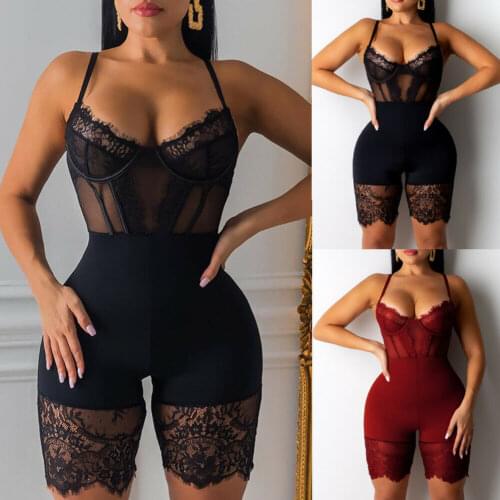 Fashion Sexy Women Babydoll Elegant Underwear Bodycon Sleeveless Summer Lace Backless Exotic Apparel Plus Size Hollow Playsuit