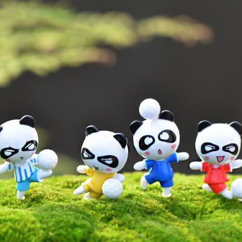 Football Panda Miniature figurine Mini Christmas Figures home decoration kawaii DIY Fairy Garden ornaments Resin craft kids toys