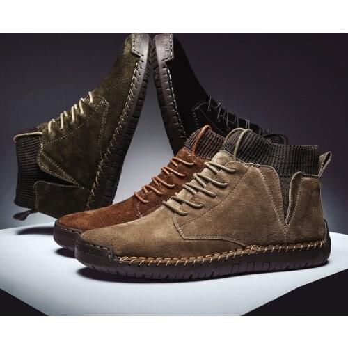 Leather Men Boots Winter with Fur Super Warm Snow Boots Men Winter Casual Shoes Sneakers High Top Western Ankle Boots Waterproof