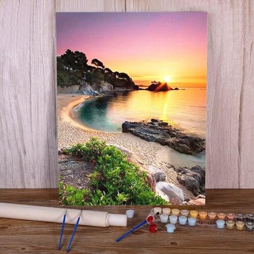 Landscape Sea DIY Paint By Numbers Complete Kit Oil Paints 50*70 Picture By Numbers Photo Decoration Crafts For Wholesale