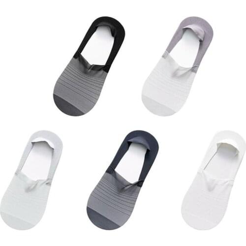 1pair Summer Non-slip Silicone Invisble Ankle Socks Nylon Thin Casual Breathable Men Women White Black Short Sock Slippers