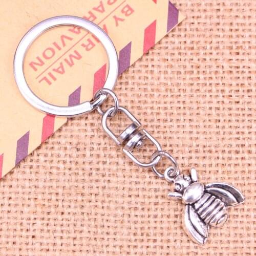 New Fashion Keychain 21x18mm bee Pendants DIY Men Jewelry Car Key Chain Ring Holder Souvenir For Gift