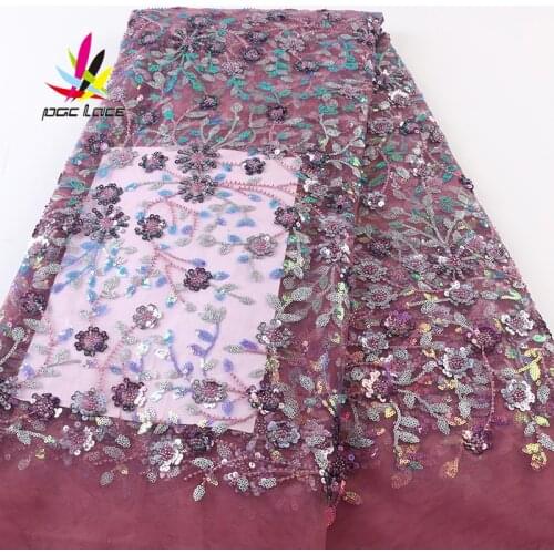 New Arrival African Lace Fabric 2021 High Quality French GOLDE Mesh Orange Sequins Nigerian Lace Fabrics For Women XZ2635B