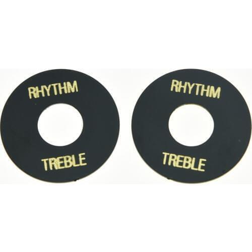 2x Black w/ Gold Guitar Toggle Switch Washer Rhythm Treble Ring fits For Les Paul
