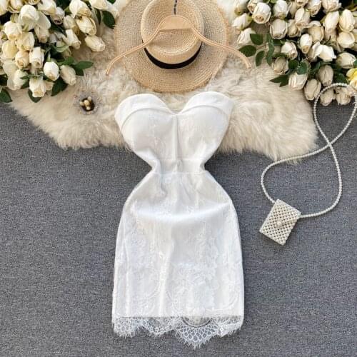 SINGREINY French Lace Strap Dress Women Sexy V Neck Sleeveless Backless White Dresses Summer Off Shoulder Slim Party Short Dress