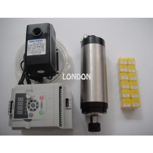 2.2KW 220V Spindle Water Cooled Kit ER20 Milling Spindle Motor + 2.2KW VFD + 80 Clamp + Water Pump + 12pcs ER20