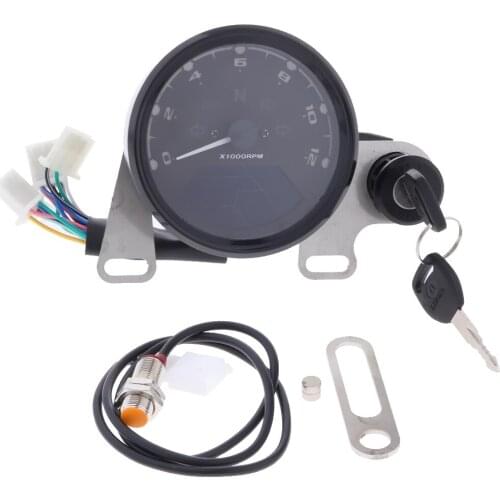 Universal Motorcycle Modified Dual Speedometer Odometer RPM Speed Fuel Gauge Black Lens